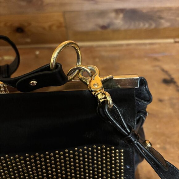 Badgley Mischka Black Leather Handbag - Picture 7 of 10